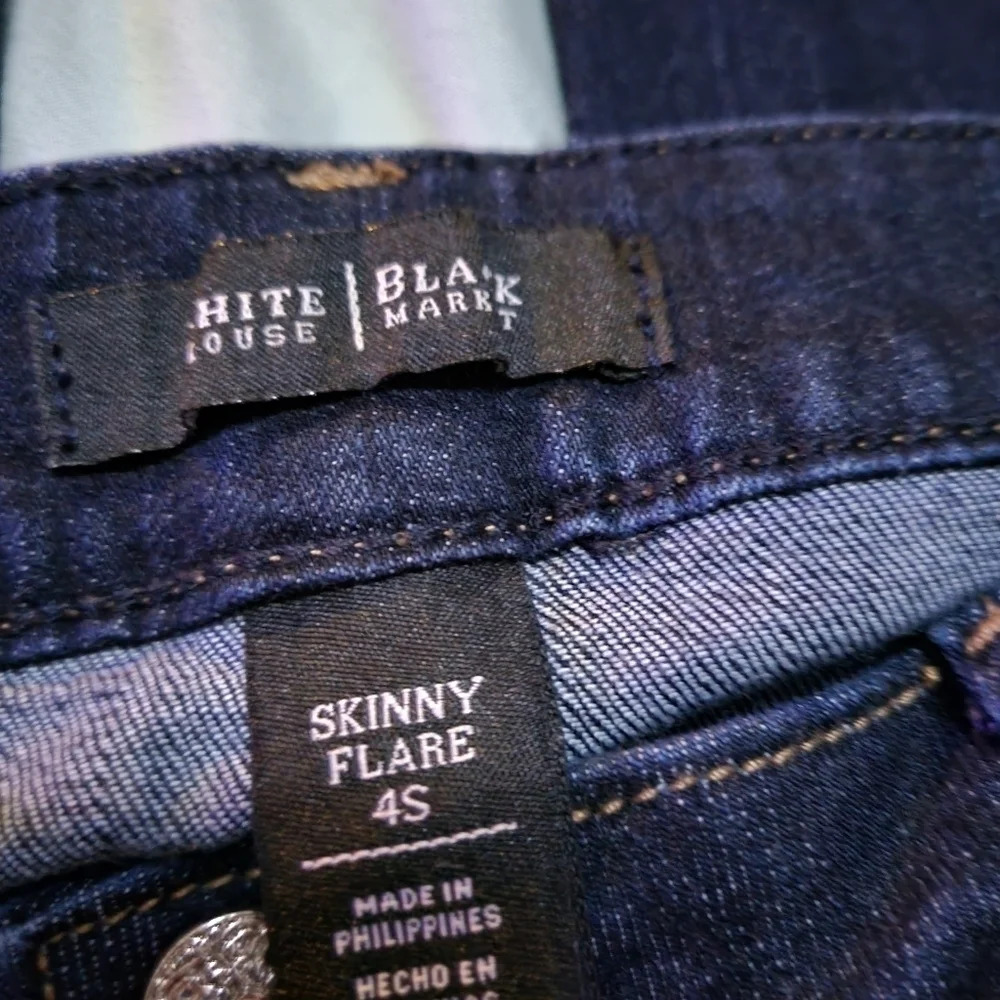 White House Black Market Skinny Flare Jeans, Double Button Close, Size 4S, EUC! - Picture 6 of 10